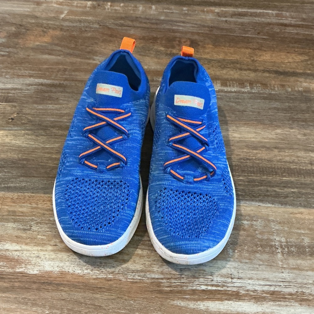 Dream Pairs Kids Blue Sneakers with Orange Accents